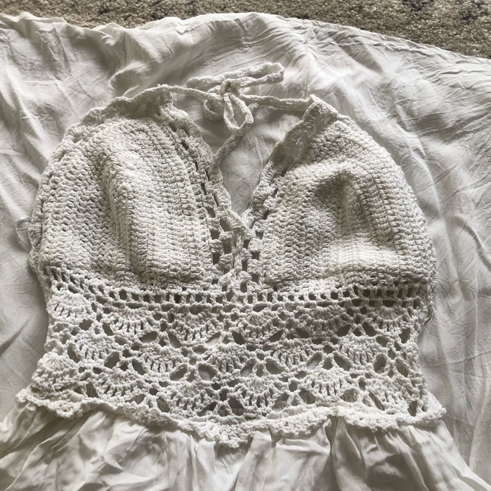 Lilbetter crochet top maxi dress in white